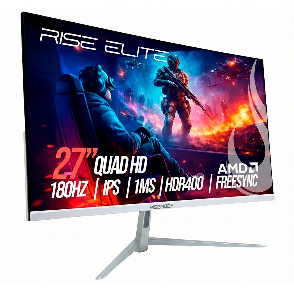 "Monitor Gamer Rise Mode Elite 27"", QHD, 180Hz, 1ms, IPS, FreeSync, HDR 400, HDMI e DisplayPort, sRGB 110%, Branco - RM-MOG-27F1802K-W" - view 2