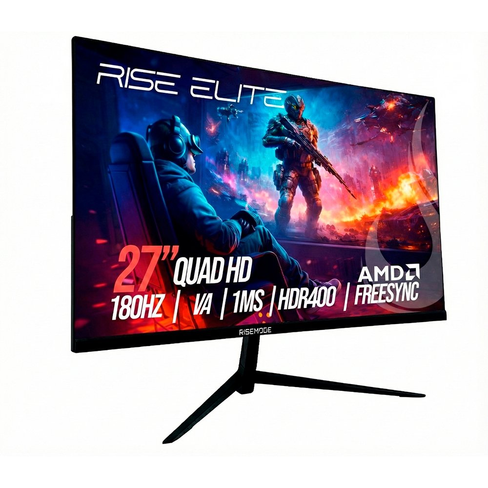 Monitor Gamer Curvo Rise Mode Prime 27", QHD, 180Hz, 1ms, VA, FreeSync, HDR 400, HDMI e DisplayPort, Preto - RM-MOG-27C1802K-B - view 2