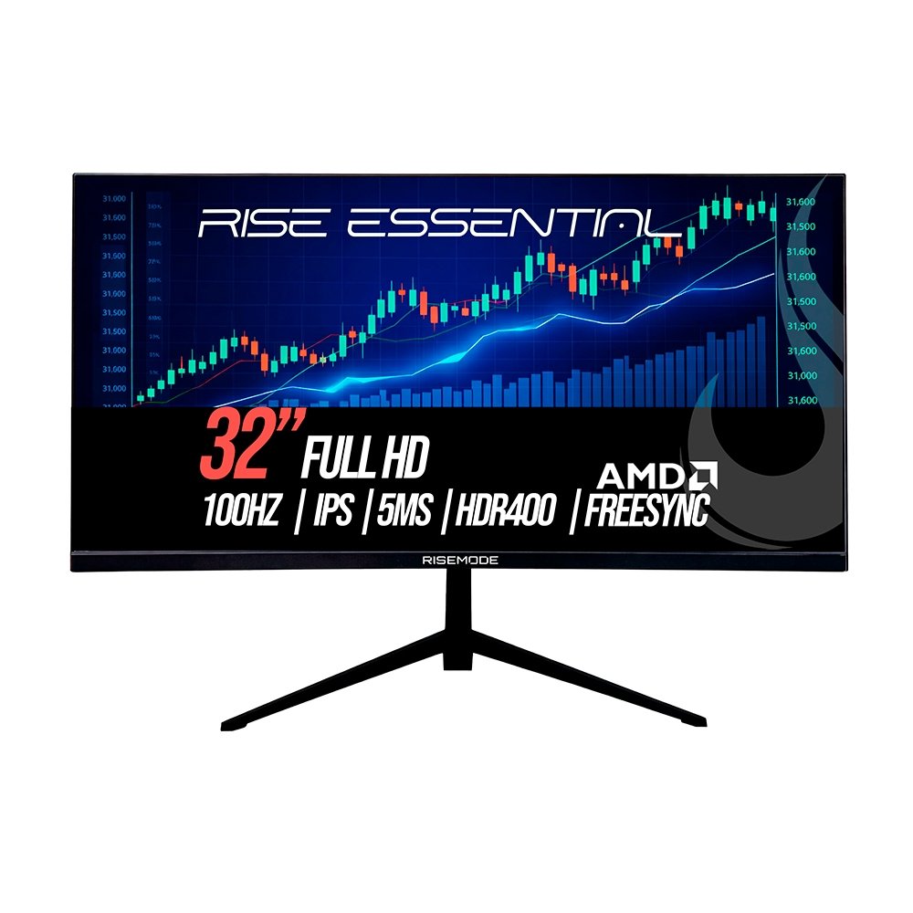 "Monitor Gamer Rise Mode Essential 32"", FHD, 100Hz, 5ms, IPS, FreeSync, HDR 400, HDMI e VGA, sRGB 99%, Preto - RM-MOG-32F100FH-B"