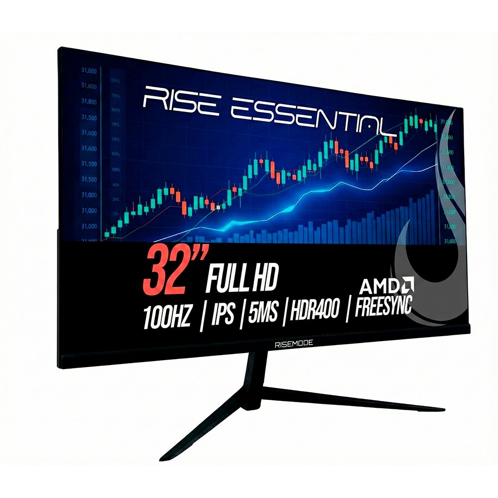 "Monitor Gamer Rise Mode Essential 32"", FHD, 100Hz, 5ms, IPS, FreeSync, HDR 400, HDMI e VGA, sRGB 99%, Preto - RM-MOG-32F100FH-B" - view 2