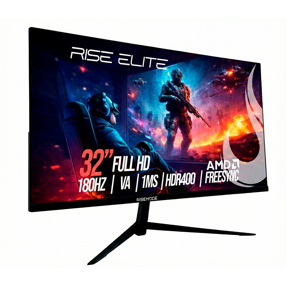 Monitor Gamer Curvo Rise Mode Elite 32, Full HD, 180Hz, 1ms, VA, FreeSync, HDR 400, HDMI e DisplayPort, Preto - RM-MOG-32C180FH-B - view 2