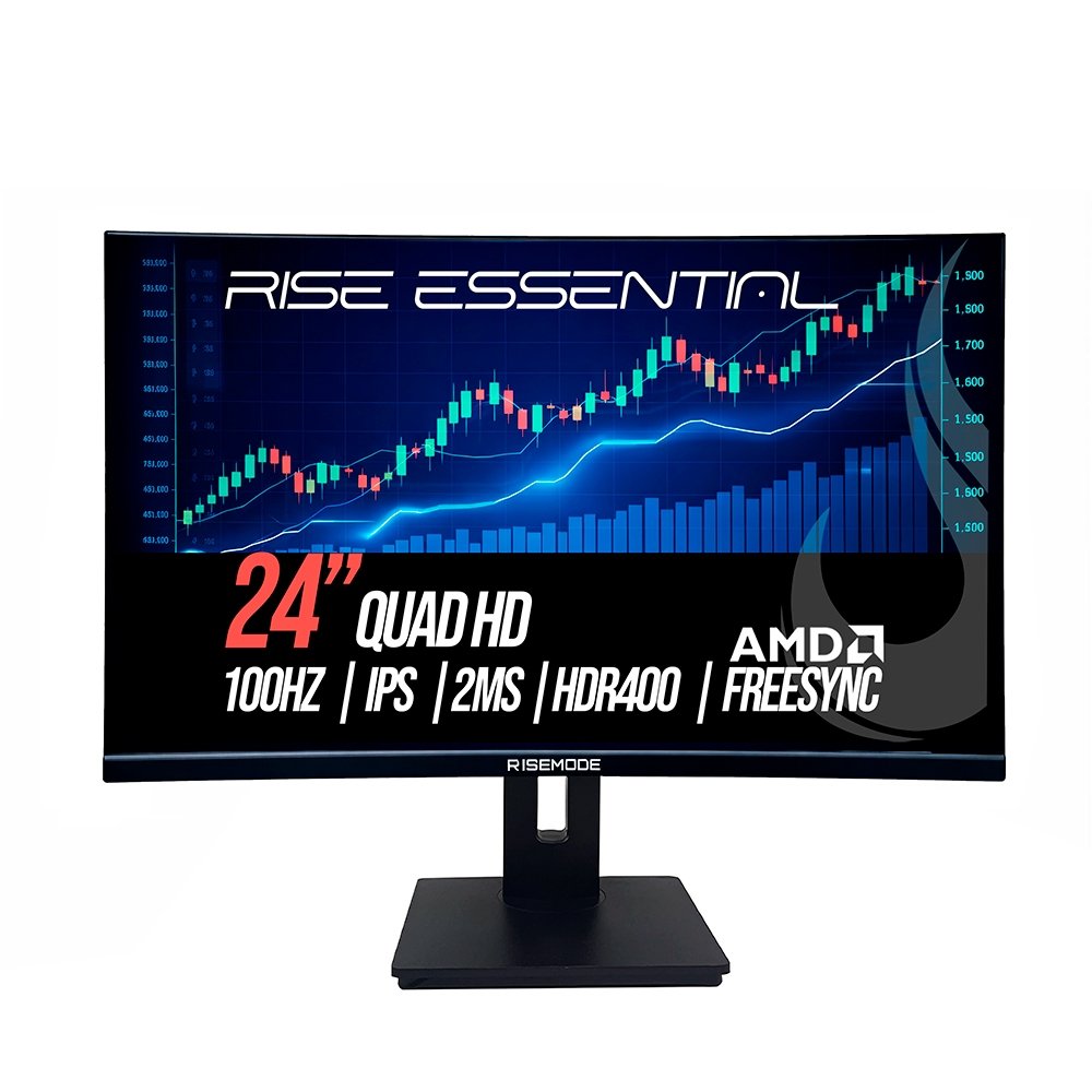 Monitor Gamer Rise Mode Essential 24, QHD, 100Hz, 2ms, IPS, FreeSync, HDR 400, HDMI e DP, Altura Ajustável, Preto - RM-MOGL-24F1002K-B - view 2