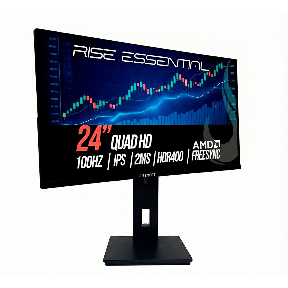 Monitor Gamer Rise Mode Essential 24, QHD, 100Hz, 2ms, IPS, FreeSync, HDR 400, HDMI e DP, Altura Ajustável, Preto - RM-MOGL-24F1002K-B - view 3