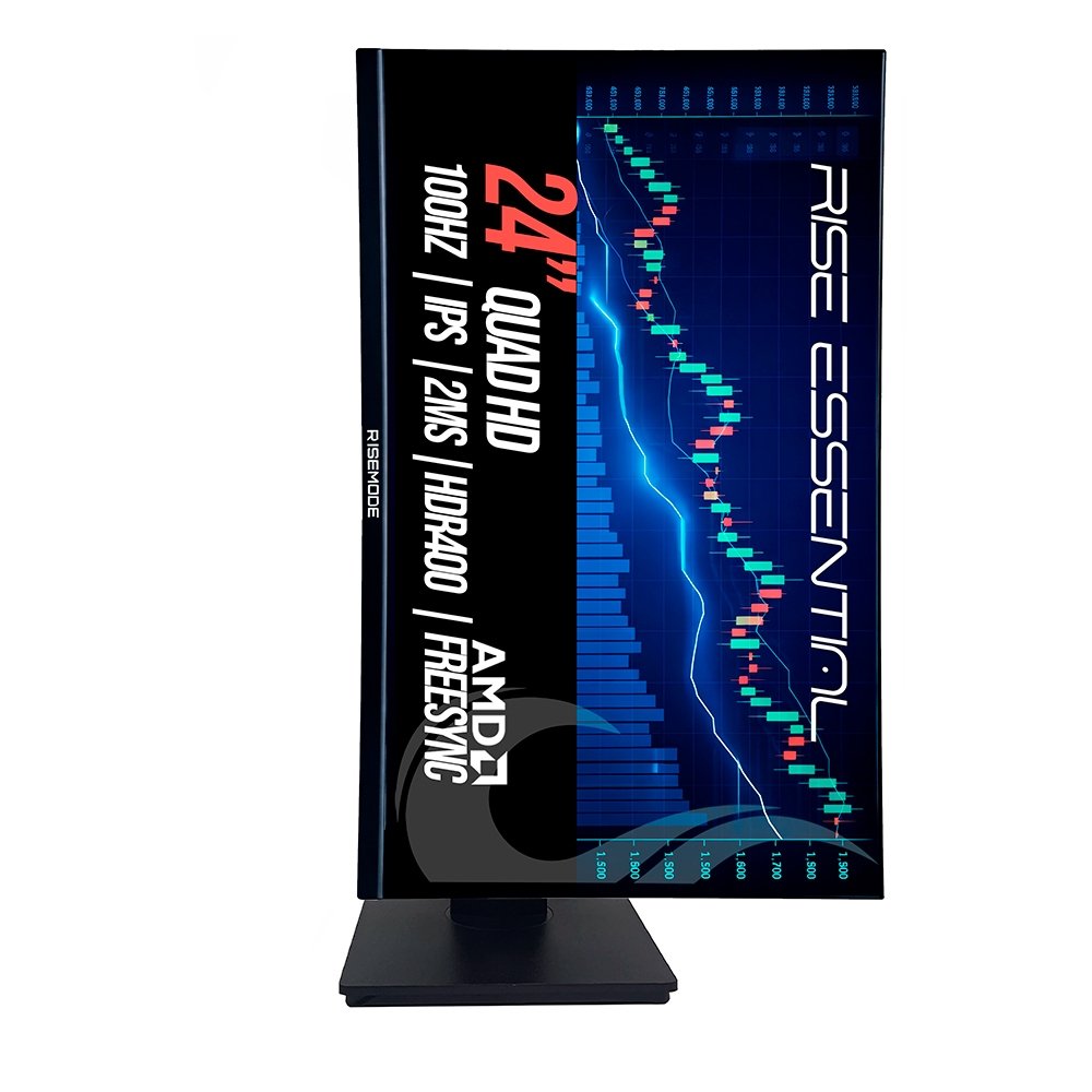 Monitor Gamer Rise Mode Essential 24, QHD, 100Hz, 2ms, IPS, FreeSync, HDR 400, HDMI e DP, Altura Ajustável, Preto - RM-MOGL-24F1002K-B - view 4