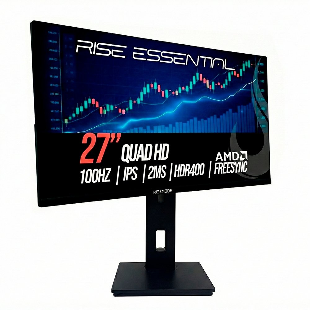 Imagem 4 de 6 do produto Monitor Gamer Rise Mode Essential 27", QHD, 100Hz, 2ms, IPS, FreeSync, HDR 400, HDMI e DP, Altura Ajustável, Preto - RM-MOGL-27F1002K-B