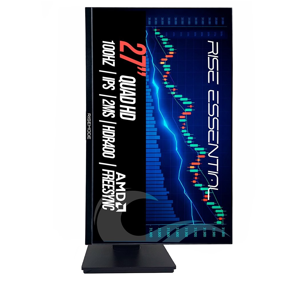 Imagem 3 de 6 do produto Monitor Gamer Rise Mode Essential 27", QHD, 100Hz, 2ms, IPS, FreeSync, HDR 400, HDMI e DP, Altura Ajustável, Preto - RM-MOGL-27F1002K-B