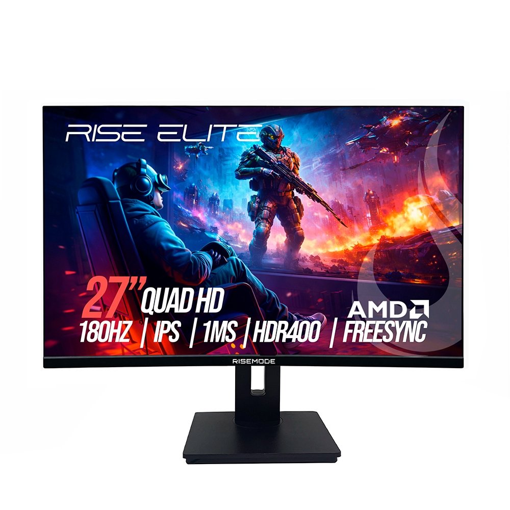 "Monitor Gamer Rise Mode Prime 27"", QHD, 180Hz, 1ms, IPS, FreeSync, HDR 400, HDMI e DP, Altura Ajustável, Preto - RM-MOGL-27F1802K-B" - view 2