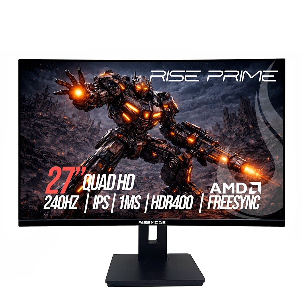 Monitor Gamer Rise Mode Prime 27", QHD, 240Hz, 1ms, IPS, FreeSync, HDR 400, HDMI e DP, Altura Ajustável, Preto - RM-MOGL-27F2402K-B Monitor Gamer Rise Mode Prime 27", QHD, 240Hz, 1ms, IPS, FreeSync, HDR 400, HDMI e DP, Altura Ajustável, Preto - RM-MOGL-27F2402K-B