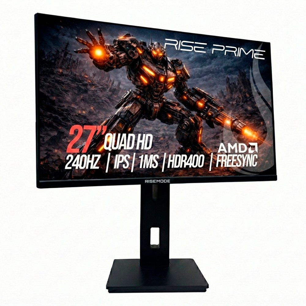 Monitor Gamer Rise Mode Prime 27", QHD, 240Hz, 1ms, IPS, FreeSync, HDR 400, HDMI e DP, Altura Ajustável, Preto - RM-MOGL-27F2402K-B Monitor Gamer Rise Mode Prime 27", QHD, 240Hz, 1ms, IPS, FreeSync, HDR 400, HDMI e DP, Altura Ajustável, Preto - RM-MOGL-27F2402K-B