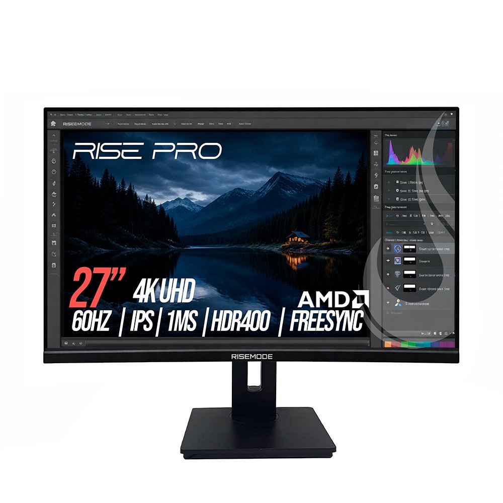 "Monitor Profissional Rise Mode PRO 27"", 4K, 1ms, IPS, FreeSync, HDR 400, HDMI e DisplayPort, Altura Ajustável, Preto - RM-MOGL-27F604K-B" - view 2