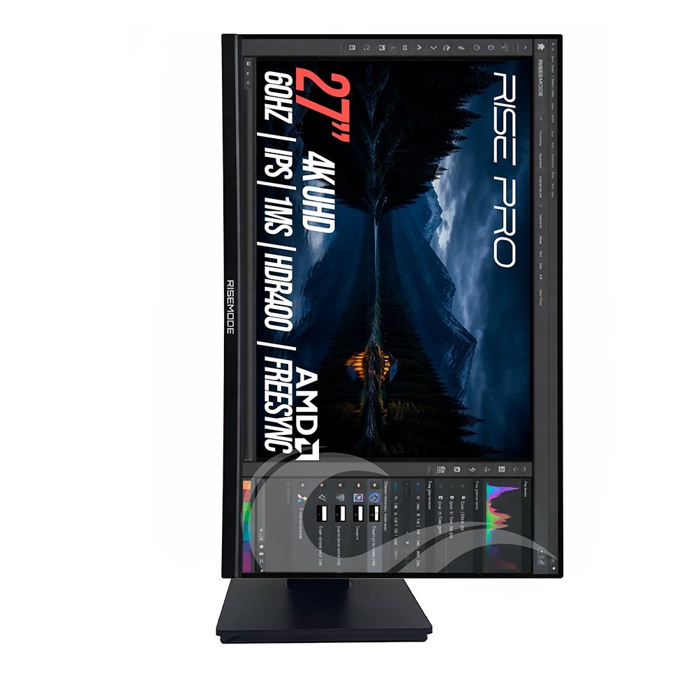 "Monitor Profissional Rise Mode PRO 27"", 4K, 1ms, IPS, FreeSync, HDR 400, HDMI e DisplayPort, Altura Ajustável, Preto - RM-MOGL-27F604K-B" - view 3