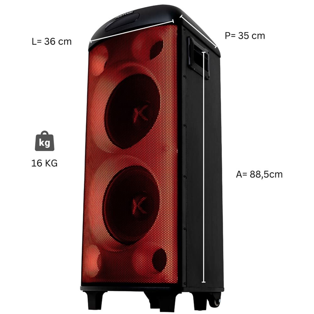 Imagem 7 de 7 do produto Torre de Som Amplificada Polyvox, TWS, Full LED, 2000W, Bluetooth, Bivolt, Preto - XT-990