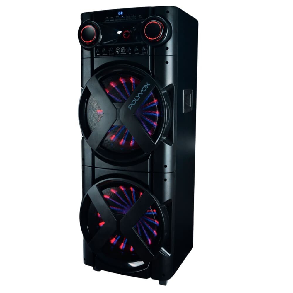 Imagem 2 de 4 do produto Torre de Som Amplificada Polyvox, TWS, 2000W, Bluetooth, Bivolt, Preto - XT-2000T