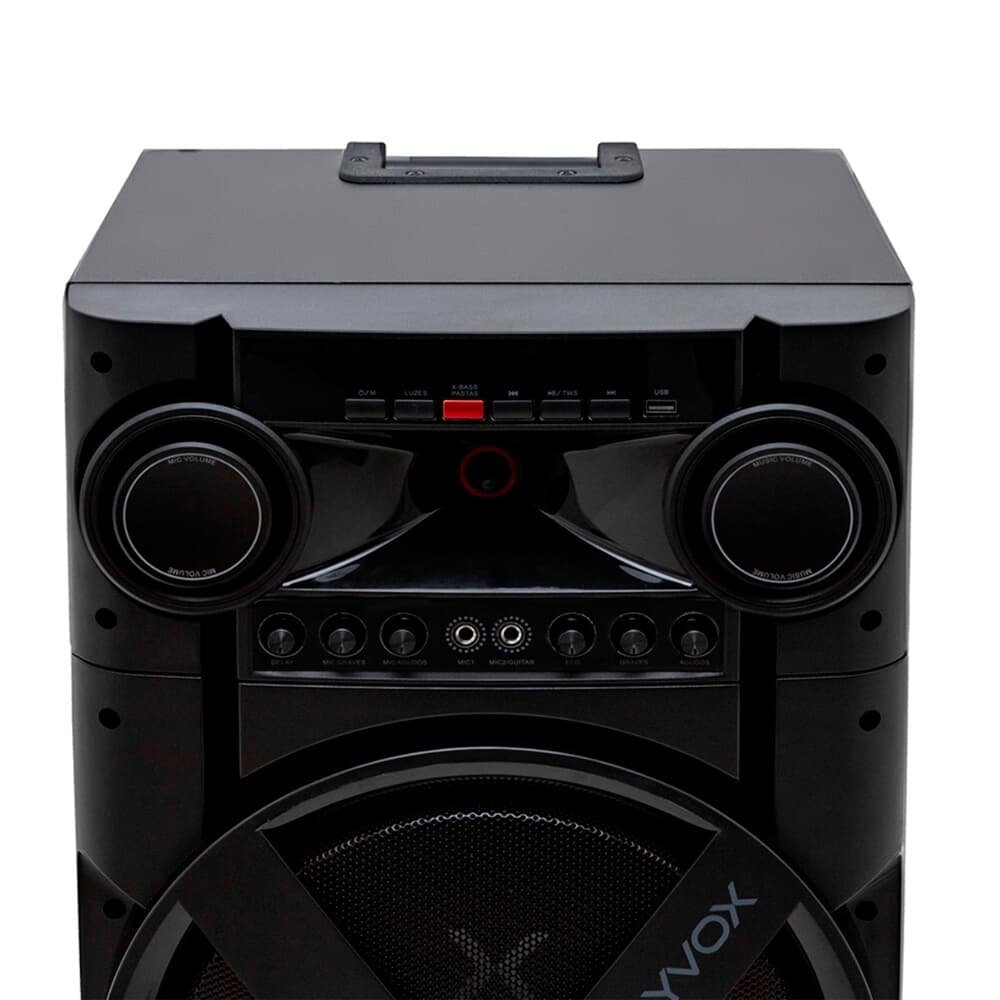 Imagem 3 de 4 do produto Torre de Som Amplificada Polyvox, TWS, 2000W, Bluetooth, Bivolt, Preto - XT-2000T