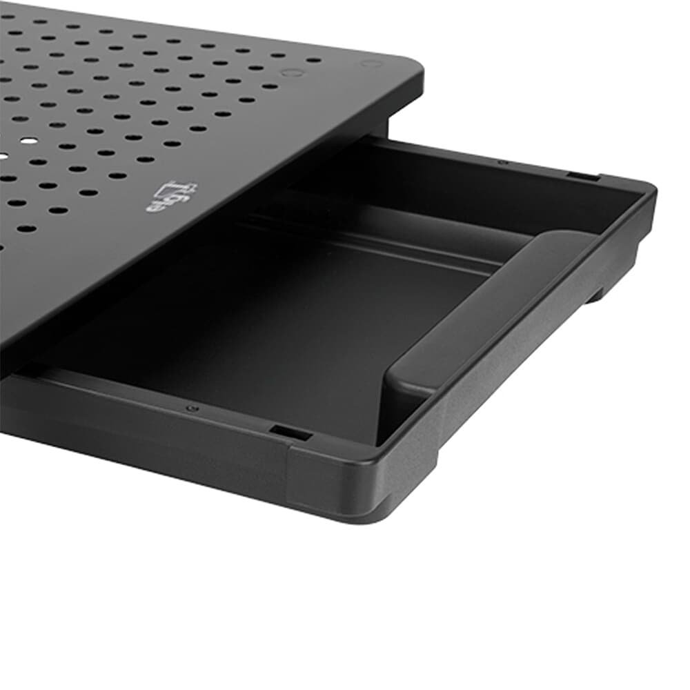 Imagem 2 de 5 do produto Suporte Organizador de Mesa para Monitor e Notebook ELG, com Ajuste de Altura, Gaveta, Preto  - SM087
