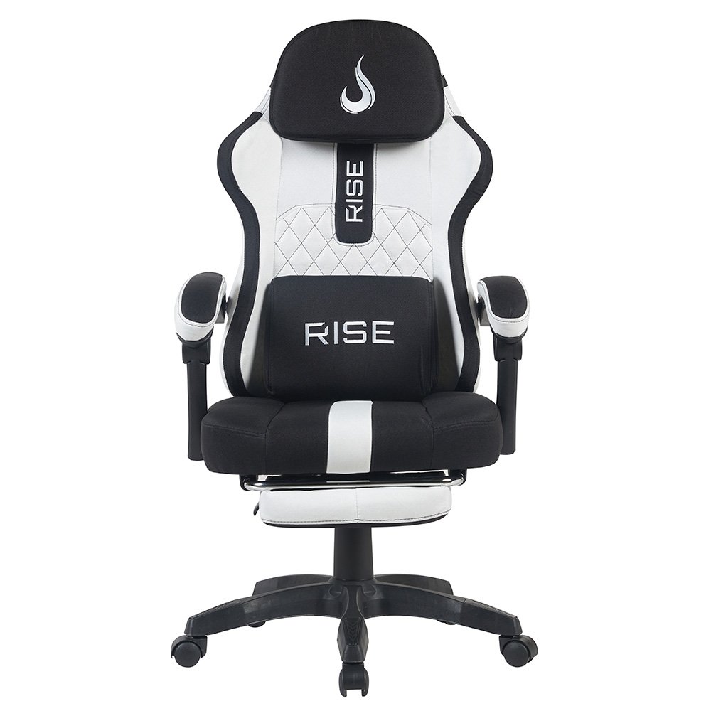 Cadeira Gamer Rise Mode Z11, Ângulo Ajustável, Tecido, Branco e Preto - RM-CG-Z11-WB