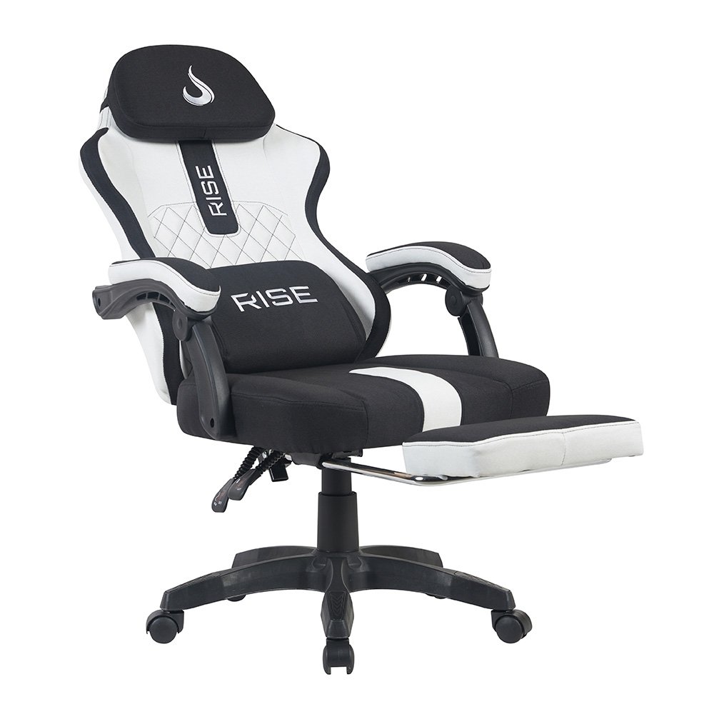Imagem 4 de 9 do produto Cadeira Gamer Rise Mode Z11, Ângulo Ajustável, Tecido, Branco e Preto - RM-CG-Z11-WB