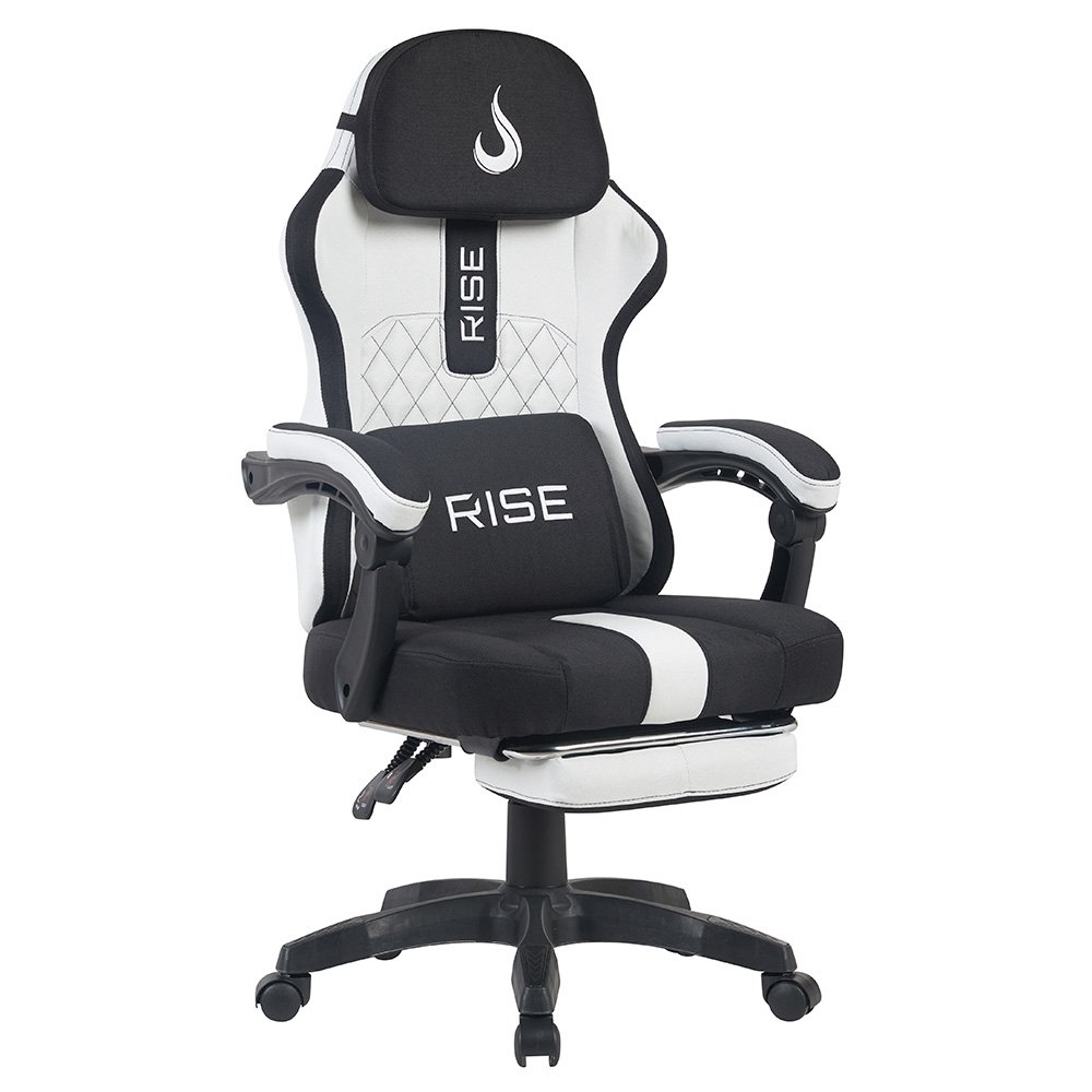 Imagem 5 de 9 do produto Cadeira Gamer Rise Mode Z11, Ângulo Ajustável, Tecido, Branco e Preto - RM-CG-Z11-WB