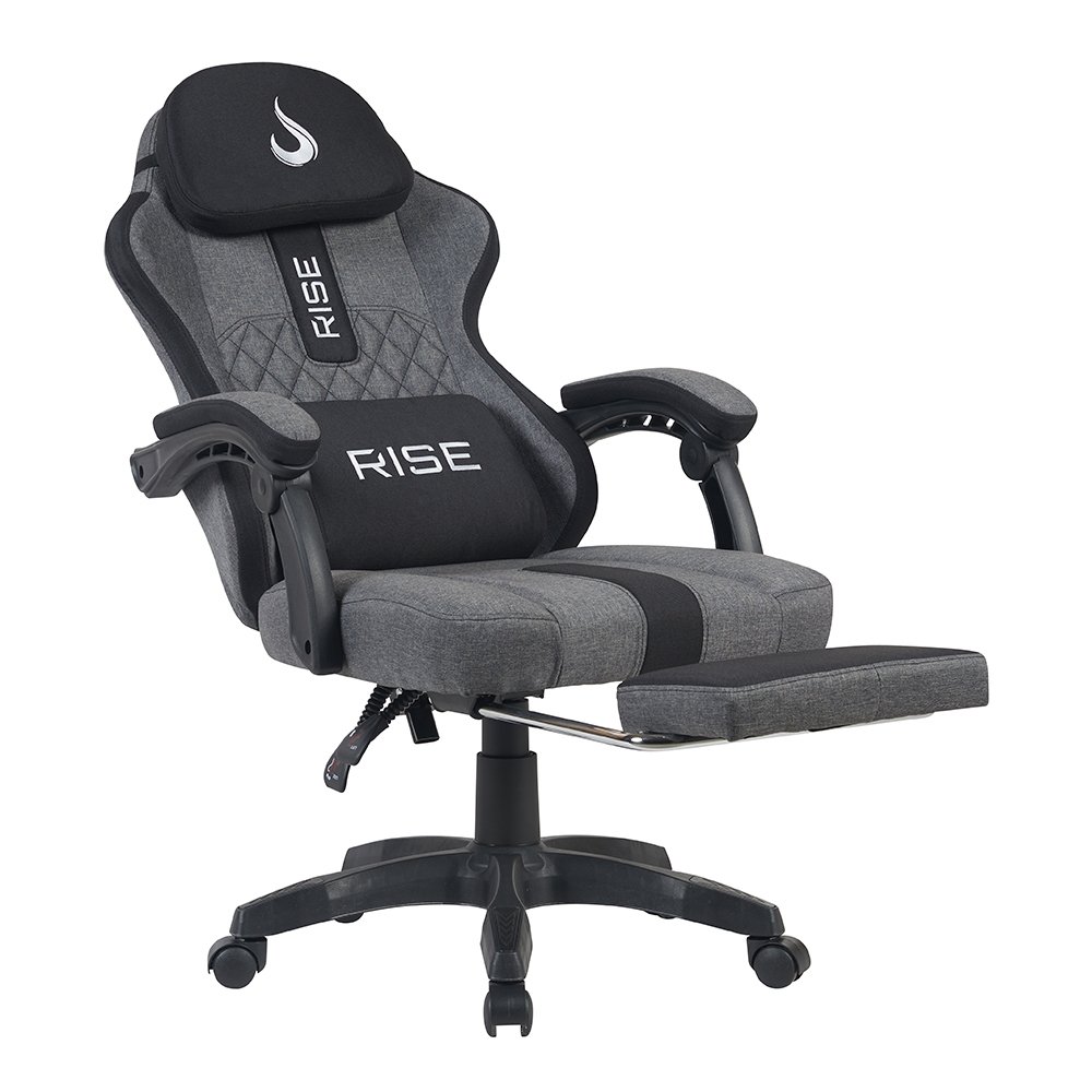 Imagem 5 de 9 do produto Cadeira Gamer Rise Mode Z11, Ângulo Ajustável, Tecido, Cinza e Preto - RM-CG-Z11-GB