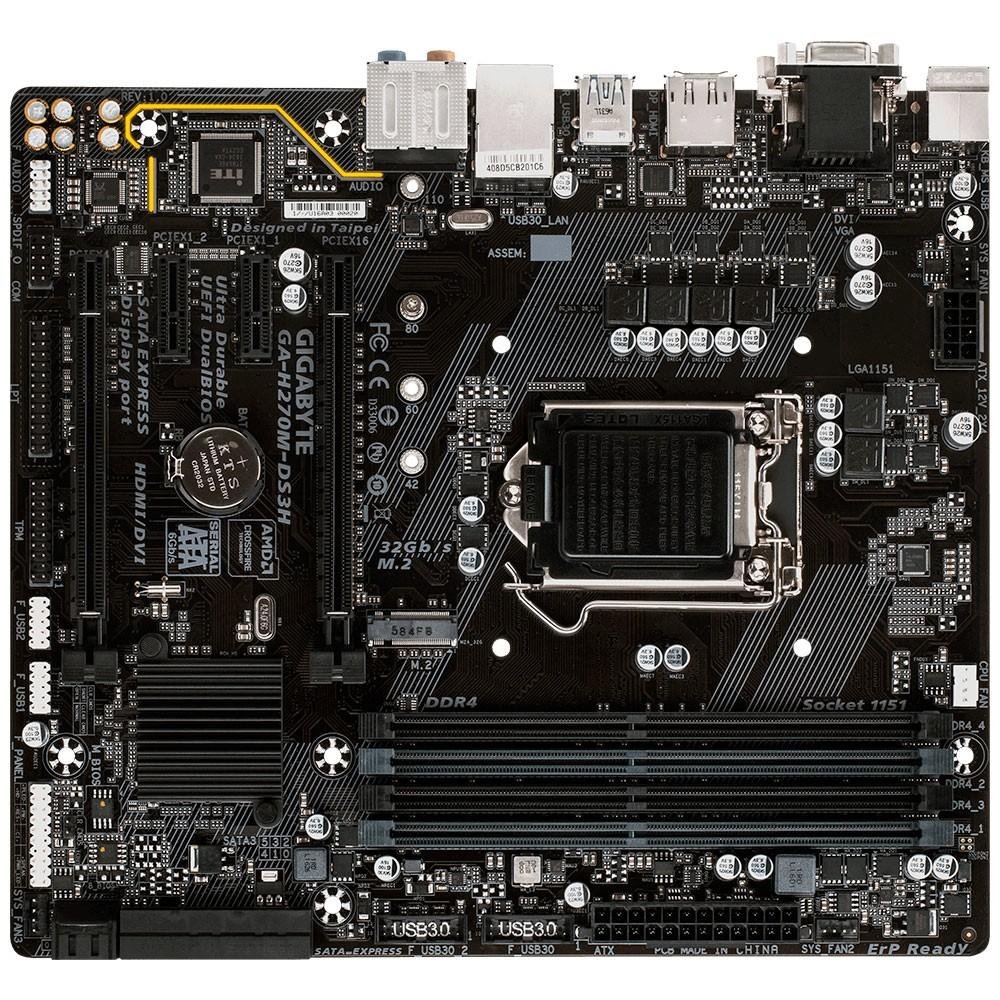Imagem 3 de 5 do produto Placa-Mãe GIGABYTE p/ Intel LGA 1151 mATX GA-H270M-DS3H DDR4