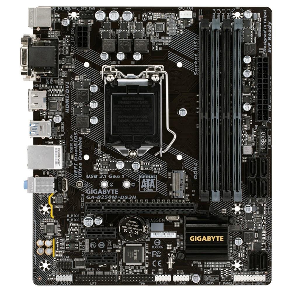 Placa-Mãe Gigabyte GA-B250M-DS3H, Intel LGA 1151, mATX, DDR4 Placa-Mãe Gigabyte GA-B250M-DS3H, Intel LGA 1151, mATX, DDR4