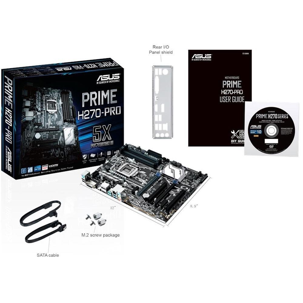 Placa-Mãe ASUS p/ Intel LGA 1151 ATX PRIME H270-PRO,4 x DDR4,1x SAÍDA DVI-D, 1x DisplayPort, 1x HDMI, WfM 2.0, DMI 3,0, WOL por PME, PXE
