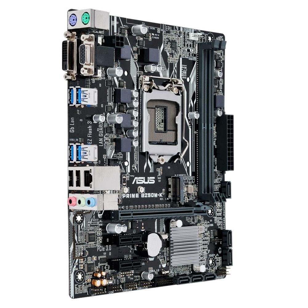 Imagem 4 de 5 do produto Placa-Mãe ASUS p/ Intel LGA 1151 mATX PRIME B250M-K,2x DDR4,1x M.2, 6x SATA 6Gb, 1x M.2 Soquete 3,1 x DVI-D,1 x D-Sub