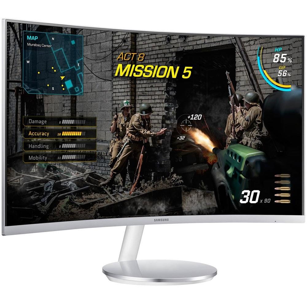Imagem 3 de 9 do produto Monitor Samsung LED 27´ Widescreen Curvo, HDMI/VGA/Display Port, FreeSync, Som Integrado, Branco - LC27F591FDLXZD