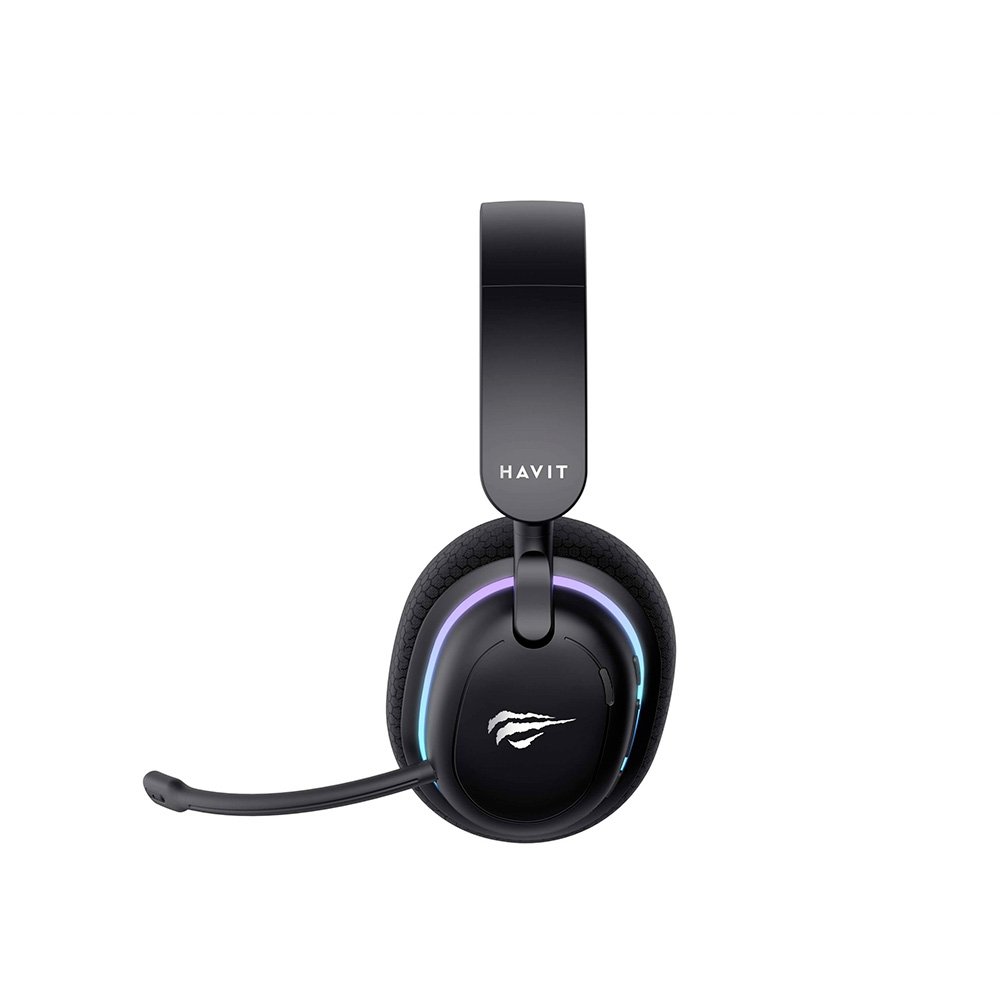 Headset Gamer Sem Fio Professional Fuxi-H7, RGB, Tri Mode, Bluetooth, Recarregável, USB-C, Preto - Fuxi-H7 Black Headset Gamer Sem Fio Professional Fuxi-H7, RGB, Tri Mode, Bluetooth, Recarregável, USB-C, Preto - Fuxi-H7 Black