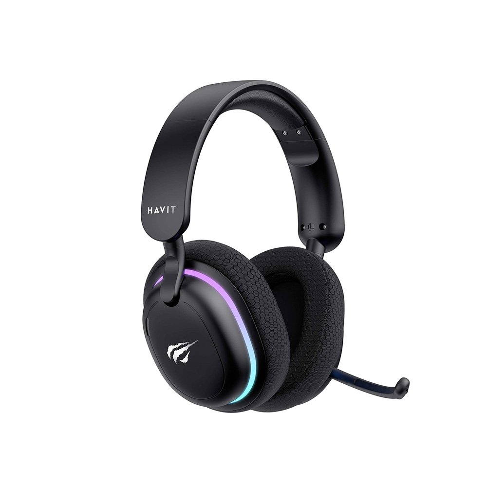 Headset Gamer Sem Fio Professional Fuxi-H7, RGB, Tri Mode, Bluetooth, Recarregável, USB-C, Preto - Fuxi-H7 Black Headset Gamer Sem Fio Professional Fuxi-H7, RGB, Tri Mode, Bluetooth, Recarregável, USB-C, Preto - Fuxi-H7 Black