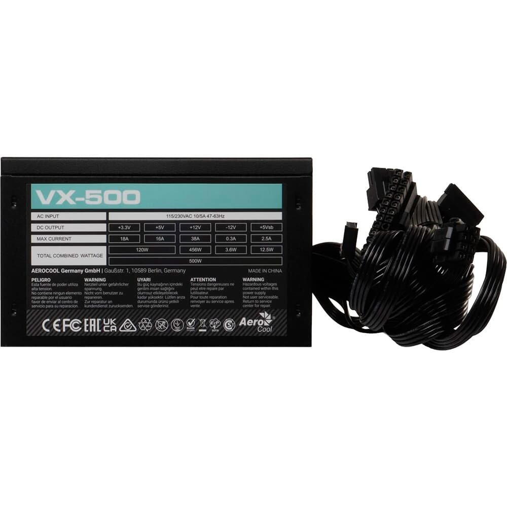 Fonte Gamer Aerocool VX-500 Stealth, 500W, ATX, Bivolt, Preto - 86368 - view 3