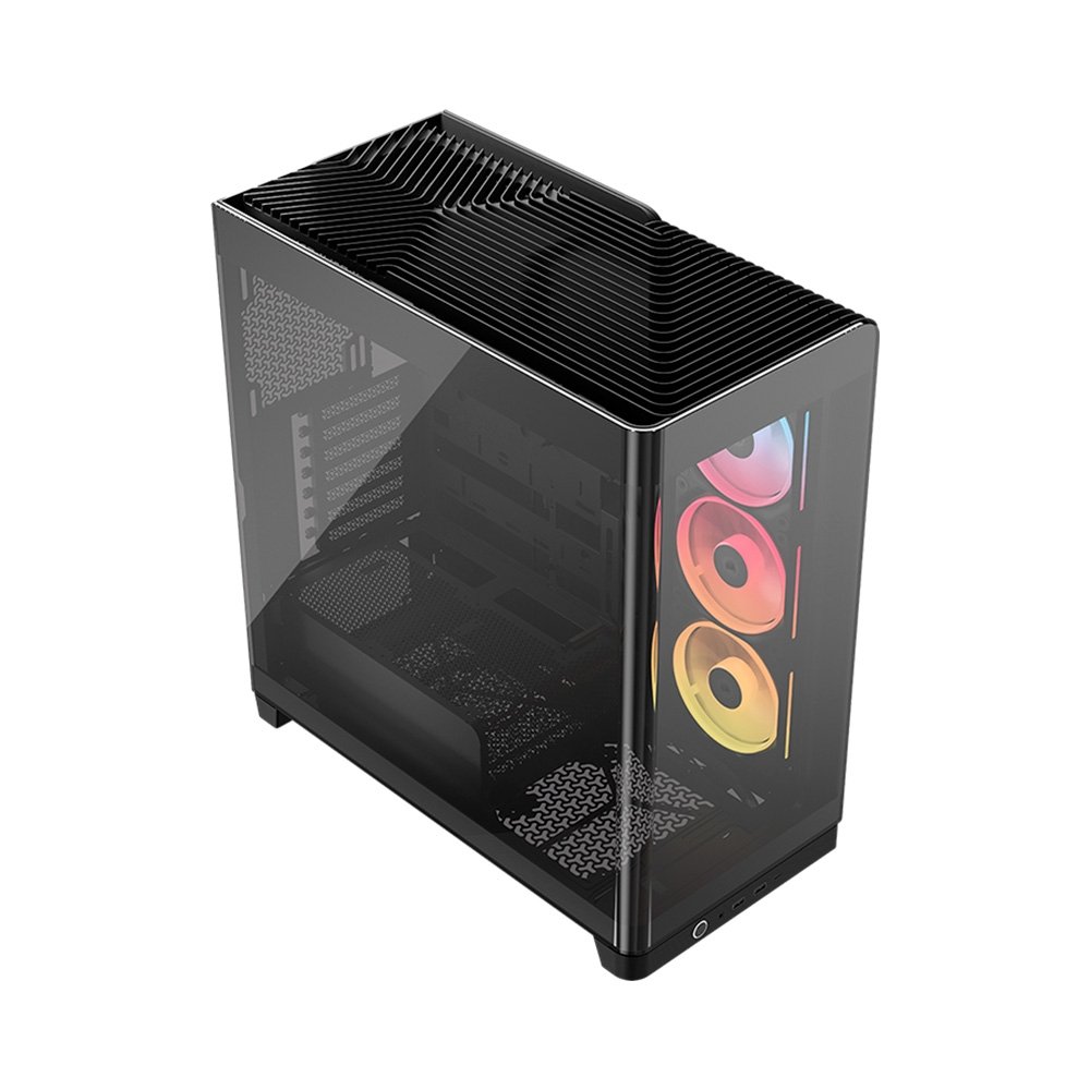 Gabinete Gamer ( Balão.info) 4500X LX-R RGB, E-ATX, Mid Tower, E-ATX, Lateral e frontal em Vidro Curvo Temperado, 3x Fans, Preto - CC-( Balão.info)-WW - view 2