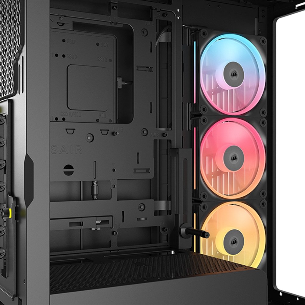 Gabinete Gamer ( Balão.info) 4500X LX-R RGB, E-ATX, Mid Tower, E-ATX, Lateral e frontal em Vidro Curvo Temperado, 3x Fans, Preto - CC-( Balão.info)-WW - view 11