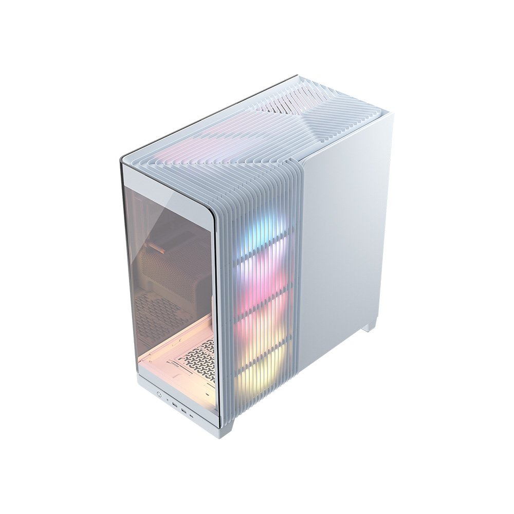 Gabinete Gamer ( Balão.info) 4500X LX-R RGB, E-ATX, Mid Tower, E-ATX, Lateral e frontal em Vidro Curvo Temperado, 3x Fans, Branco - CC-( Balão.info)-WW - view 3