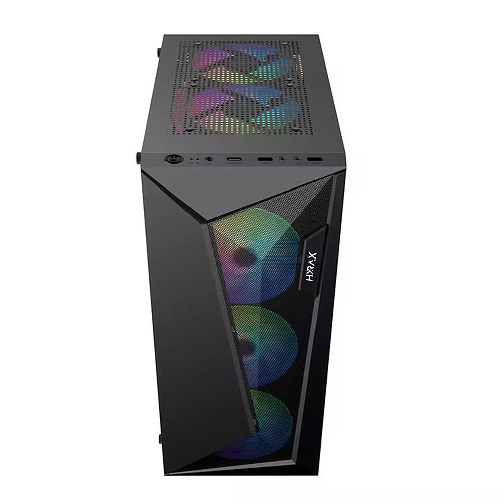 Imagem 3 de 3 do produto Gabinete Gamer Hyrax Tower HGB215, Mid Tower, Atx, Lateral Em Vidro Temperado, Preto - HGB215B
