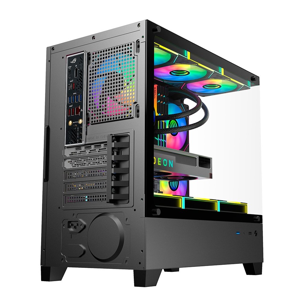 Imagem 7 de 9 do produto Gabinete Gamer Hyrax Tower HGB330, Mini Tower, M-atx, Frontal E Lateral Em Vidro Temperado, Preto - HGB330B