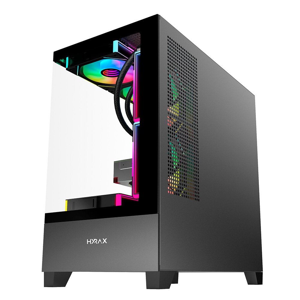 Imagem 3 de 9 do produto Gabinete Gamer Hyrax Tower HGB330, Mini Tower, M-atx, Frontal E Lateral Em Vidro Temperado, Preto - HGB330B