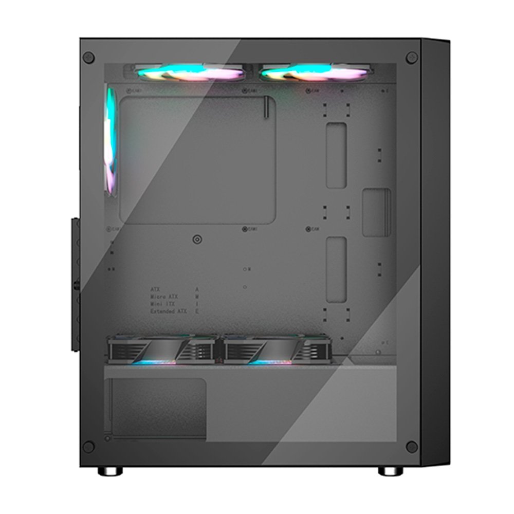 Imagem 4 de 5 do produto Gabinete Gamer Hyrax Tower HGB220, Mid Tower, ATX, Lateral Em Vidro Temperado, Preto - HGB220B