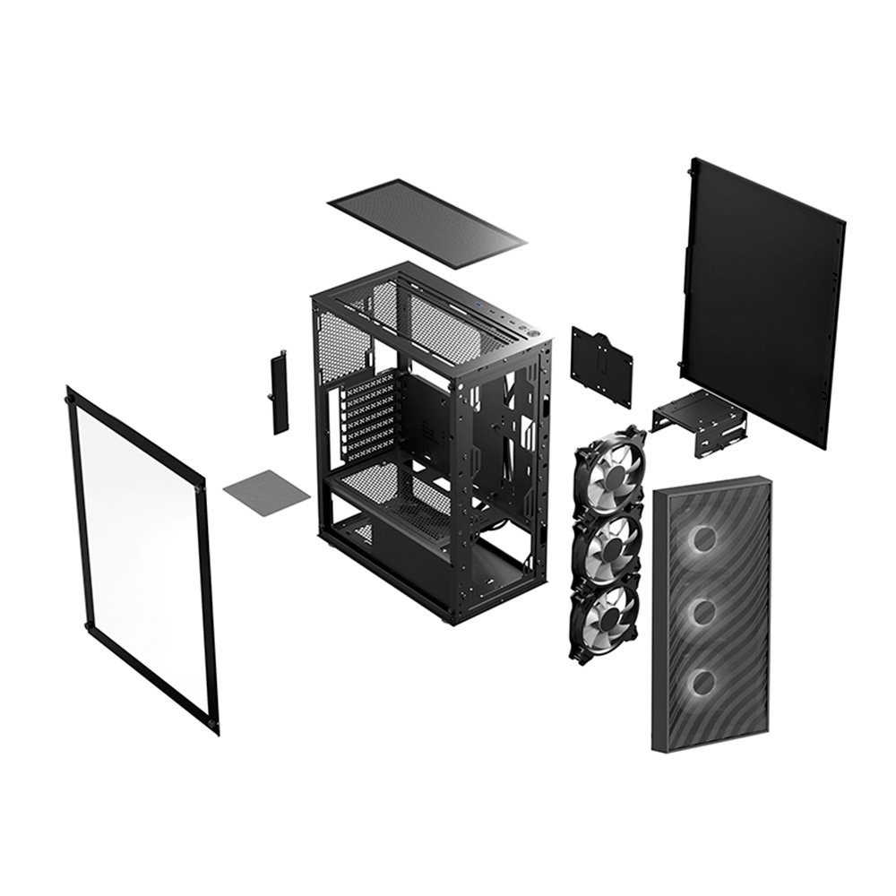 Imagem 5 de 5 do produto Gabinete Gamer Hyrax Tower HGB220, Mid Tower, ATX, Lateral Em Vidro Temperado, Preto - HGB220B