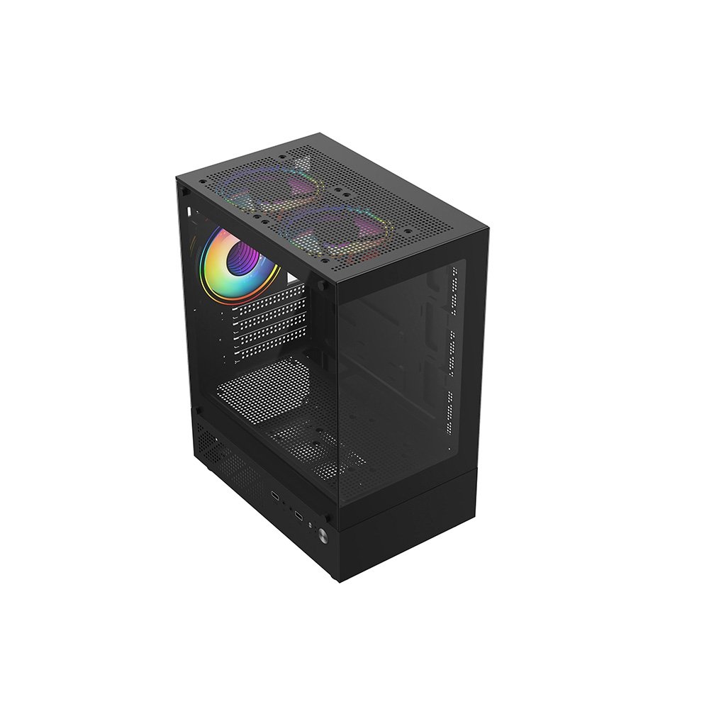 Gabinete Gamer Liketec Quest, Mid-Tower, M-ATX,Frontal e Lateral em Vidro Temperado, 3x Fan, Preto - LC-MX-QUEST-SF - view 5