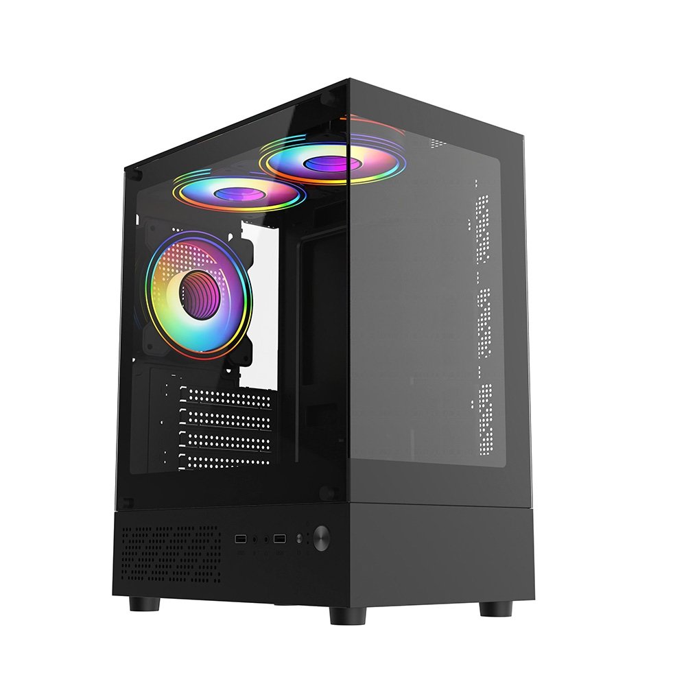 Gabinete Gamer Liketec Quest, Mid-Tower, M-ATX,Frontal e Lateral em Vidro Temperado, 3x Fan, Preto - LC-MX-QUEST-SF - view 2