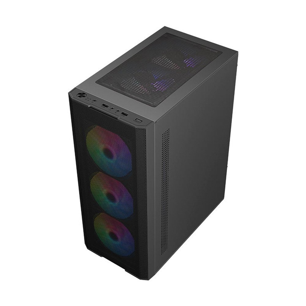 Gabinete Gamer Liketec Hurricane, Mid Tower, ATX, Frontal Mesh, Lateral em Vidro Temperado, 3x Fan, Preto- LC-AT-HURRICANE-3FR - view 4