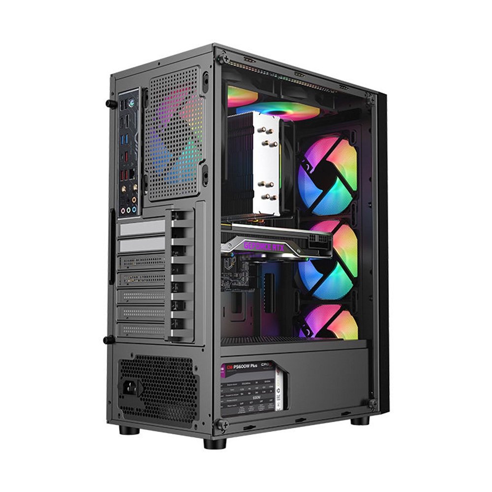 Gabinete Gamer Liketec Hurricane, Mid Tower, ATX, Frontal Mesh, Lateral em Vidro Temperado, 3x Fan, Preto- LC-AT-HURRICANE-3FR - view 5