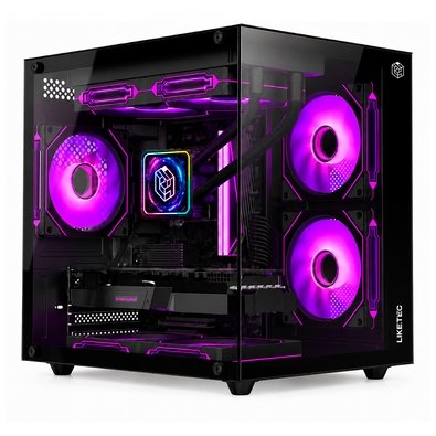 Gabinete Gamer Liketec Dasha V2, Cubo, M-ATX, Mini Tower, Frontal e Lateral em Vidro Temperado, Sem FANs, Preto - LC-MT-CUBODASHAV2-SF