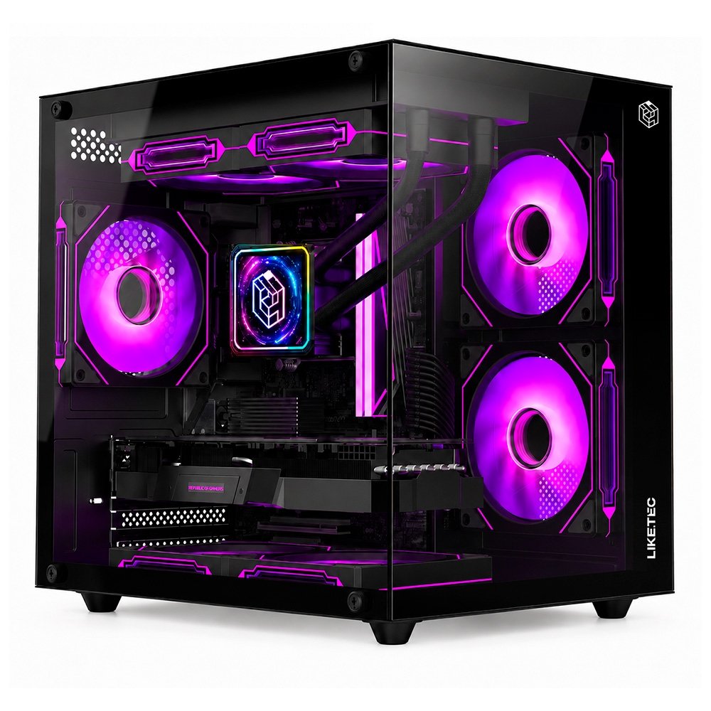 Gabinete Gamer Liketec Dasha V2, Cubo, M-ATX, Mini Tower, Frontal e Lateral em Vidro Temperado, Sem FANs, Preto - LC-MT-CUBODASHAV2-SF - view 3