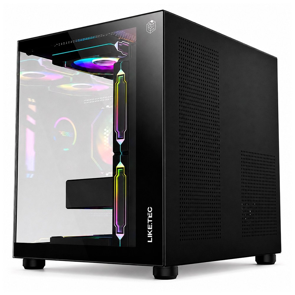 Gabinete Gamer Liketec Dasha V2, Cubo, M-ATX, Mini Tower, Frontal e Lateral em Vidro Temperado, Sem FANs, Preto - LC-MT-CUBODASHAV2-SF - view 5