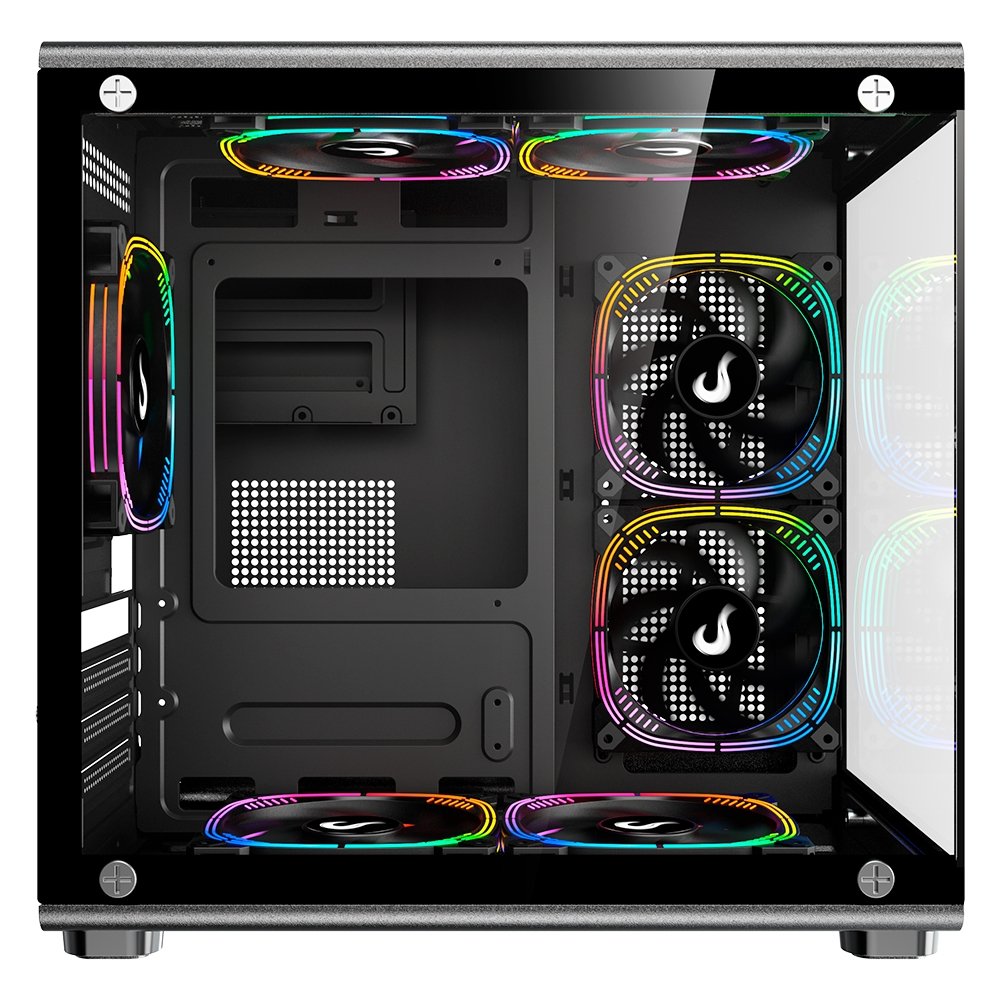 Imagem 3 de 5 do produto Gabinete Gamer Rise Mode Galaxy Glass X Mini, M-ATX, Lateral e Frontal em Vidro Temperado, Preto - RM-GA-GGXN-FB