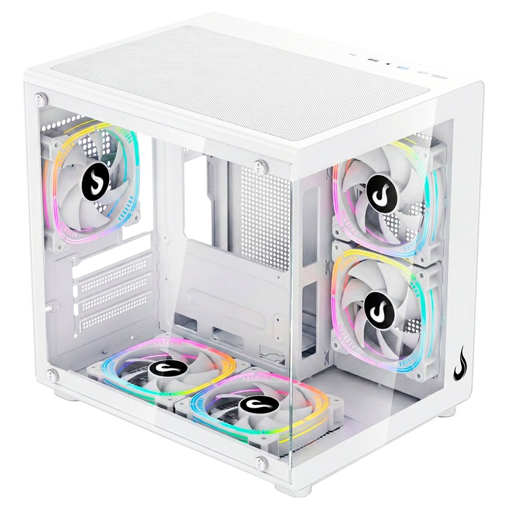 Gabinete Gamer Rise Mode Galaxy Glass X Mini, M-ATX, Lateral e Frontal em Vidro Temperado, Branco - RM-GA-GGXN-FW - view 2