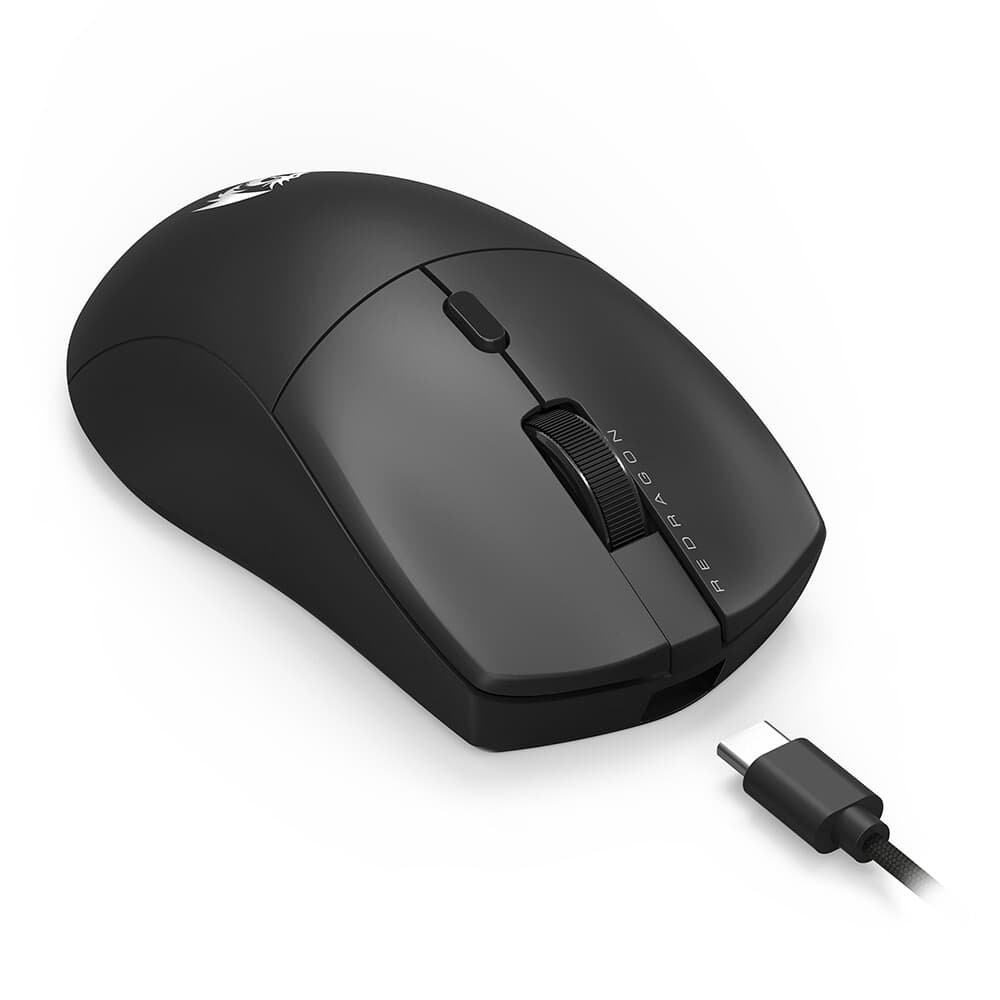 Imagem 3 de 9 do produto Mouse Gamer Ultraleve Redragon Neva, Sensor Óptico PAW3395, 26000 DPI, 6 Botões programáveis, USB Tipo-C, 8000Hz, Preto - M815