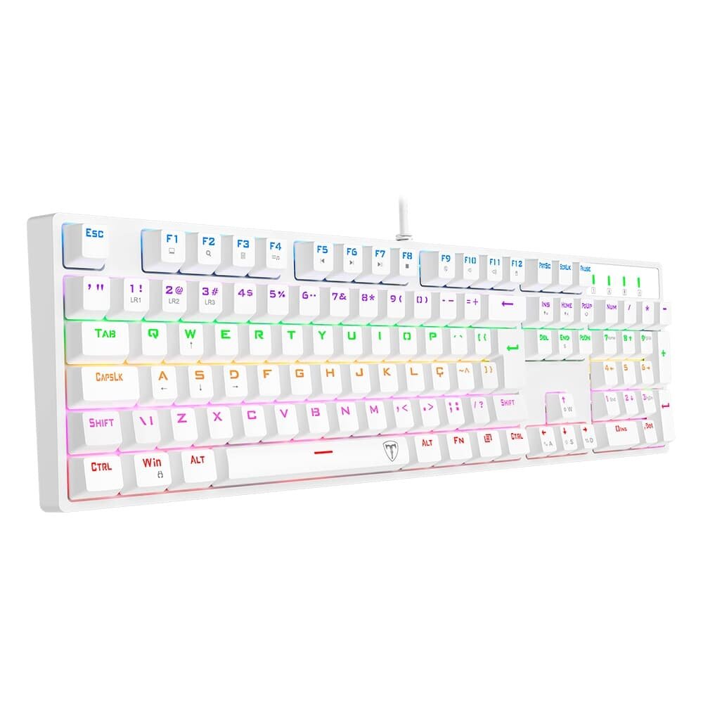 Teclado Mecânico Gamer T-Dagger Rebel, RGB, Full Size, Switch Dust-proof Marrom, USB, ABNT2, Branco - T-TGK328W-BR - view 5